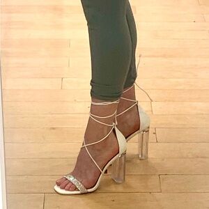 White Strappy Sparkly Heels